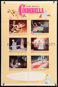 6j199 CINDERELLA style B 1sh R1965 Walt Disney classic romantic musical cartoon, great poster images!