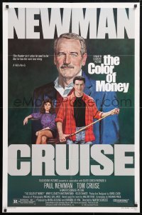 6j213 COLOR OF MONEY 1sh 1986 Robert Tanenbaum art of Paul Newman & Tom Cruise playing pool!