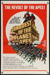 6j220 CONQUEST OF THE PLANET OF THE APES 1sh 1972 Roddy McDowall, apes are revolting!