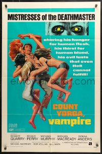 6j229 COUNT YORGA VAMPIRE 1sh 1970 AIP, artwork of the mistresses of the deathmaster feeding!!