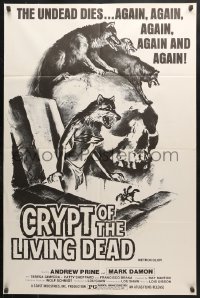 6j239 CRYPT OF THE LIVING DEAD 1sh 1973 cool Smith horror art, the undead dies again and again!