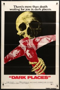 6j246 DARK PLACES 1sh 1974 cool image of skull & pick, there's more than death waiting for you!