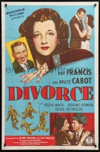 6j270 DIVORCE 1sh 1945 Kay Francis with puppet grooms, Bruce Cabot, Helen Mack!