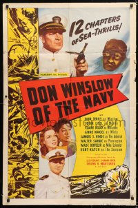 6j278 DON WINSLOW OF THE NAVY 1sh R1952 entire serial, Don Terry in the title role, John Litel!