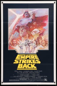 6j295 EMPIRE STRIKES BACK studio style 1sh R1981 George Lucas sci-fi classic, artwork by Tom Jung!