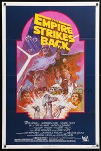 6j294 EMPIRE STRIKES BACK NSS style 1sh R1982 George Lucas sci-fi classic, cool artwork by Tom Jung!