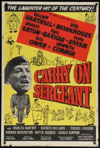 6j187 CARRY ON SERGEANT English 1sh 1959 Gerald Thomas wacky military comedy, great cartoon art!