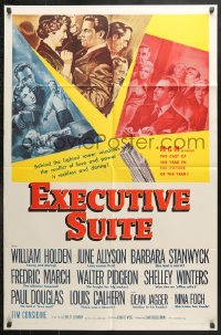 6j306 EXECUTIVE SUITE 1sh R1962 William Holden, Barbara Stanwyck, Fredric March, June Allyson!