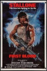 6j315 FIRST BLOOD 1sh 1982 artwork of Sylvester Stallone as John Rambo by Drew Struzan!