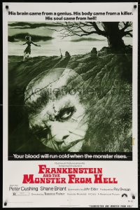 6j347 FRANKENSTEIN & THE MONSTER FROM HELL 1sh 1974 your blood will run cold when he rises!