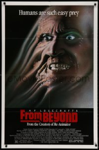 6j359 FROM BEYOND 1sh 1986 H.P. Lovecraft, wild sci-fi horror image, humans are such easy prey!
