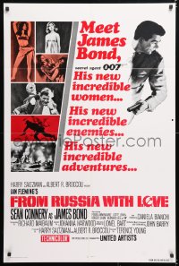 6j362 FROM RUSSIA WITH LOVE 1sh R1980 art of Sean Connery as James Bond 007 w/sexy girls!