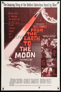 6j364 FROM THE EARTH TO THE MOON 1sh R1960s Jules Verne's boldest adventure dared by man!