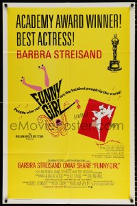 6j365 FUNNY GIRL style B awards 1sh 1969 Barbra Streisand, Sharif, Wyler, great art by BOTH Bob Peak & Tal Stubis!