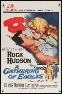 6j374 GATHERING OF EAGLES 1sh 1963 romantic close-up artwork of Rock Hudson & sexy Mary Peach