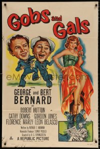 6j384 GOBS & GALS 1sh 1952 wacky art of sailors George & Bert Bernard + sexy Florence Marly!