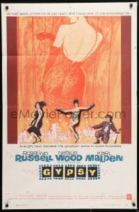 6j405 GYPSY 1sh 1962 wonderful artwork of Rosalind Russell & sexiest Natalie Wood!