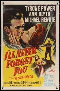 6j443 I'LL NEVER FORGET YOU 1sh 1951 Tyrone Power travels back in time to meet Ann Blyth!
