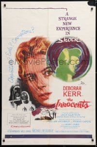 6j452 INNOCENTS 1sh 1962 Deborah Kerr is outstanding in Henry James' English classic horror!