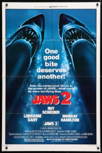 6j462 JAWS 2 1sh R1980 Roy Scheider, one good bite deserves another, what could be more terrifying!