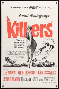 6j477 KILLERS military 1sh 1964 Don Siegel, Hemingway, Lee Marvin, sexy full-length Angie Dickinson!