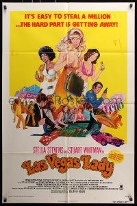 6j490 LAS VEGAS LADY 1sh 1975 sexy art of gambling gangster gals, it's easy to steal a million!
