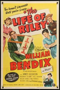6j509 LIFE OF RILEY 1sh 1949 William Bendix in the title role, James Gleason, wacky art!