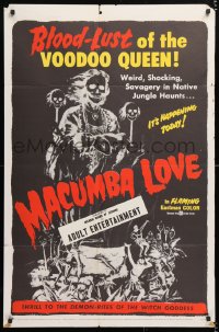 6j540 MACUMBA LOVE 1sh 1960 June Wilkinson, cool horror art, blood-lust of the voodoo queen!