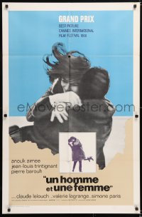 6j560 MAN & A WOMAN int'l 1sh 1966 Claude Lelouch's Un homme et une femme, Anouk Aimee, Trintignant