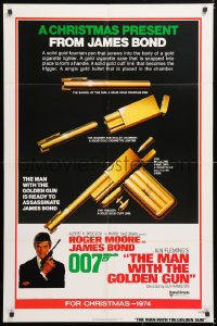 6j566 MAN WITH THE GOLDEN GUN teaser 1sh 1974 a Christmas present from James Bond, Robert McGinnis!