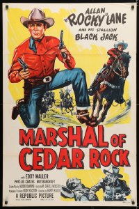 6j576 MARSHAL OF CEDAR ROCK 1sh 1953 cool art of cowboy Allan 'Rocky' Lane & Black Jack!