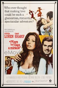 6j601 MORE THAN A MIRACLE 1sh 1967 romantic art of sexy Sophia Loren & Omar Sharif