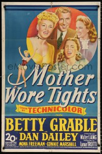 6j604 MOTHER WORE TIGHTS 1sh 1947 artwork of Betty Grable, Dan Dailey, Mona Freeman!