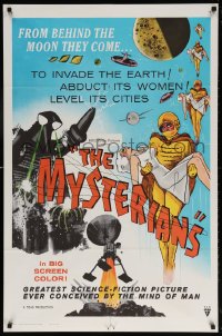 6j621 MYSTERIANS 1sh 1959 they're abducting Earth's women & leveling its cities, RKO printing!