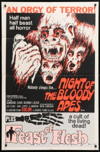 6j639 NIGHT OF THE BLOODY APES/FEAST OF FLESH 1sh 1970s south of the border horror double-bill!