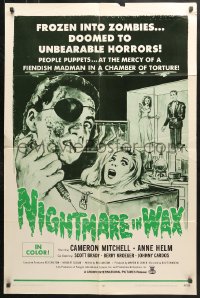 6j642 NIGHTMARE IN WAX 1sh 1969 frozen into zombies, doomed to unbearable horrors, cool art!