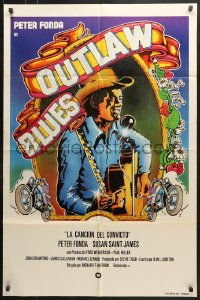 6j669 OUTLAW BLUES int'l Spanish language 1sh 1977 crook Peter Fonda & sexy Susan Saint James!