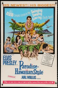 6j673 PARADISE - HAWAIIAN STYLE 1sh 1966 Elvis Presley on the beach with sexy tropical babes!