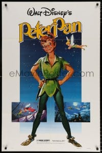 6j677 PETER PAN 1sh R1982 Walt Disney animated cartoon fantasy classic, great full-length art!