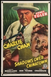 6j783 SHADOWS OVER CHINATOWN 1sh 1946 Sidney Toler as detective Charlie Chan, Mantan Moreland!
