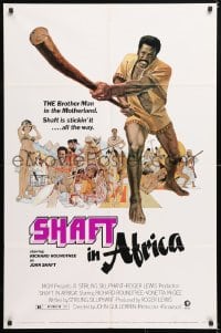 6j785 SHAFT IN AFRICA 1sh 1973 art of Richard Roundtree stickin' it all the way in the Motherland!