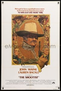 6j791 SHOOTIST 1sh 1976 best Richard Amsel artwork of cowboy John Wayne & cast!