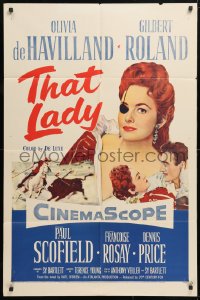 6j886 THAT LADY 1sh 1955 Terence Young, art of Gilbert Roland & Olivia de Havilland with eyepatch!