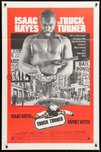6j916 TRUCK TURNER 1sh 1974 AIP, cool image of bounty hunter Isaac Hayes with gun!