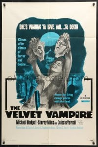6j931 VELVET VAMPIRE 1sh 1971 she'll love you... to death, great sexy gruesome horror artwork!