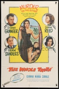 6j968 WHOLE TRUTH 1sh 1958 stars under magnifying glasses, martinis & murder on the rocks!