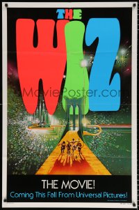 6j978 WIZ teaser 1sh 1978 Diana Ross, Michael Jackson, Richard Pryor, Wizard of Oz, art by Bob Peak!