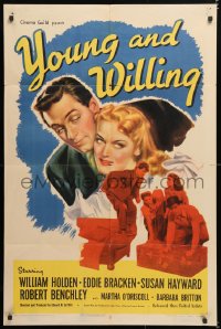 6j994 YOUNG & WILLING 1sh 1943 art of William Holden & pretty Martha O'Driscoll!