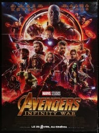 6k543 AVENGERS: INFINITY WAR advance French 1p 2018 Robert Downey Jr., Marvel Comics cast montage!