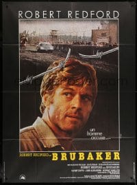 6k574 BRUBAKER French 1p 1981 different image of warden Robert Redford in Wakefield prison!